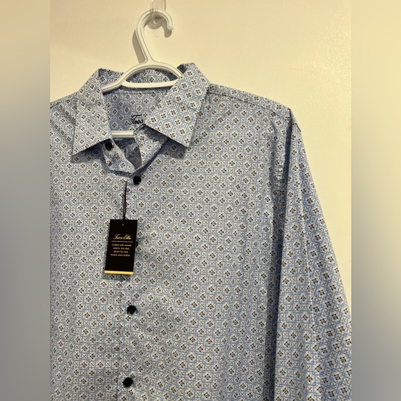 Tasso Elba NWT Blue button down dress shirt Large - Picture 2 of 7